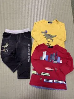 klädskap 恐竜Tシャツ2枚とパンツセット 80サイズ