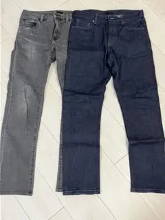 スリムフィットデニムパンツ グレー・ダークグレー