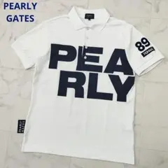 パーリーゲイツ　半袖　ポロシャツ　ビッグロゴプリント　鹿の子　ストレッチ　4