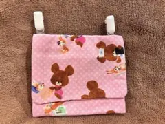 移動ポケット　ティッシュケース　クリップ付き　ピンク　くまの学校　ハンドメイド