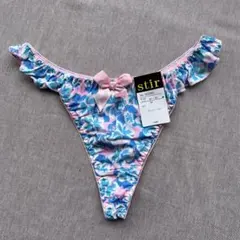 Mサイズハイビスカス柄脇フリルTバックショーツ9028Sフォレスト