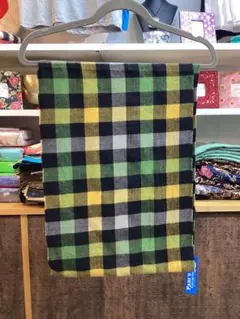 チェック柄 マフラー 緑 黒 黄