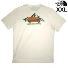 US限定新品 ノースフェイス XXL アウトドア グラフィック Tシャツ 白系