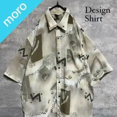 No.1614 VINTAGE ヴィンテージ 古着 総柄シャツ ポリシャツ 半袖