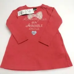 【新品】✴️AMABLE✴️長袖　ワンピース　リボン　ハート　女の子　90のサムネイル