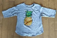ブランシェス　パイナップルプリント グレー七分袖Tシャツのサムネイル