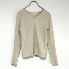 n1112【ロペピクニック】ラメ入りVネックリブニット ベージュ 38 上品