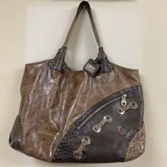 ペレボルサ PELLE BORSA 蛇革コンビ ハンドバッグ