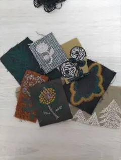 pjc.音の絵.ミナペルホネン.刺繍ハギレ.ハンドメイド.はぎれ