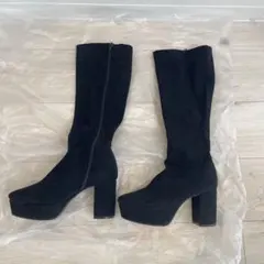 エスペランサ　ロングブーツ　Mサイズ　スエード　ブラック