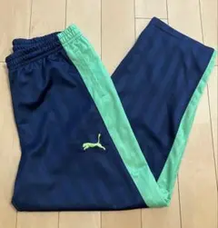 【良品】 PUMA プーマ ジャージ ジップ 下 ネイビー×グリーン Mサイズ
