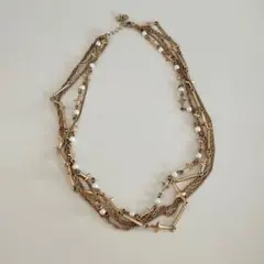 ゴールド パール 多重チェーン ネックレス