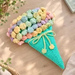 花束ブランケット　レインボーローズ　エメラルドブルー
