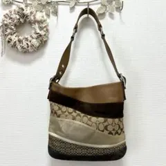 COACH コーチ ショルダーバッグ パッチワーク ブラウン