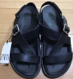 ZARA ブラック ストラップサンダル 24.3cm