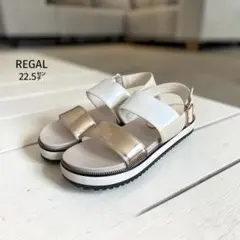 訳あり美品✨ リーガル ストラップサンダル 22.5㌢ ホワイト ゴールドのサムネイル