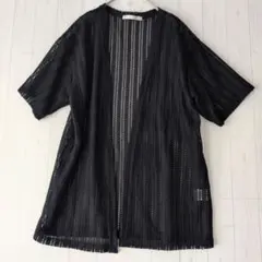 美品 イッカ カーディガン ニット編み　ブラック Mサイズのサムネイル