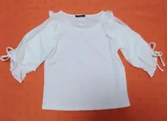 レディース レース付き七分袖ブラウス リボン付き Mサイズ