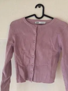 ZARA 薄紫 リブ編みカーディガン S