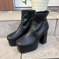 厚底 ショートブーツ ブラック 3L