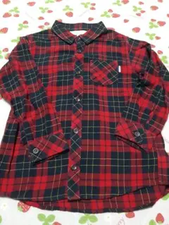 赤と黒のチェック柄長袖シャツ120サイズ