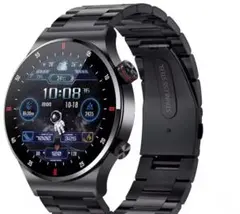 高性能！スマートウォッチ GPS＆NFC搭載 ステンレス製 メンズ ブラック