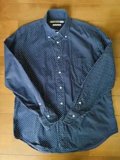 【NOLLEY'S】ネイビー・ドット柄・長袖シャツ Ｌサイズのサムネイル
