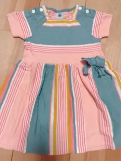 【プチバトー】カラフル　ストライプ　ワンピース　18m/81cm