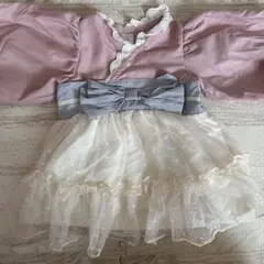 可愛いベビードレス ピンクとクリーム色　コトリ