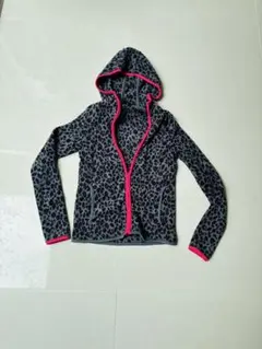 ユニクロ ヒョウ柄　フリース　ジャケット レディース フード付き ピンク グレー