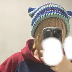 猫耳ニット帽 ハンドメイド ビーニー