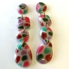 5867 ピンクグリーンブルーオレンジカラフル4連ビアス