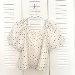 ドット柄シアーバルーンスリーブブラウス[ac2247]
