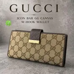 ✓【GUCCI】 ICON BAR GGキャンバス Wホック 二つ折り長財布 - メルカリ