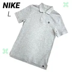 NIKE ナイキ ポロシャツ M グレー ワンポイントロゴ 鹿の子コットン 半袖