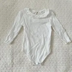 MONBEBE モンベベ　フリル付きホワイトロンパース　Lサイズ