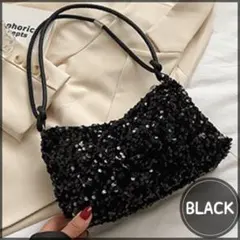 【再入荷】スパンコール ハンドバッグ パーティバック 結婚式 二次会 ブラック