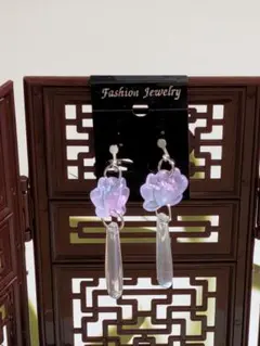 青紫の蓮イヤリング