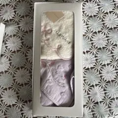 刺繍入りタオルセット ホワイト ラベンダー