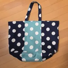 水玉模様の大きめトートバッグ　ハンドメイド