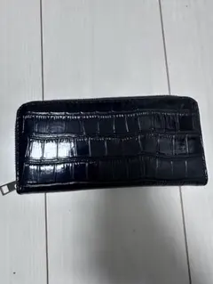 ブラック クロコダイル調型押し長財布