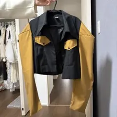 クロップドシャツ 黒・黄