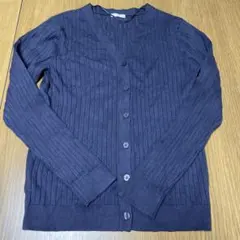良品GU Vネック リブニット カーディガン ネイビー系　長袖　Mサイズ