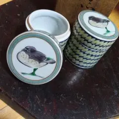 九谷焼 鳥 小物入れ アクセサリー入れ 蓋物 2点組 陶磁器のサムネイル