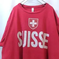 【ビッグサイズ】anvil スイスロゴTシャツ 赤 XXL オーバーサイズ 古着のサムネイル