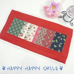 ＊クリスマスパッチワークのミニマットNO3☆レッド×ホワイト＊