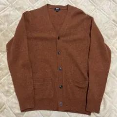 ユニクロ　プレミアムラムVネックカーディガン（長袖）　L オレンジブラウン