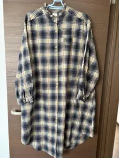 チェック柄ロングシャツワンピース