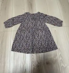 プチバトー　花柄コットン長袖ワンピース 80cm