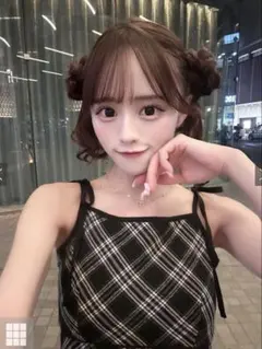 チェック柄リボンストラップキャミソールワンピース　[gn507]